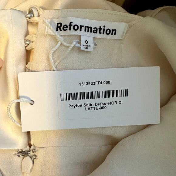Reformation Payton Satin Dress Fior Di Latte - Picture 14 of 15